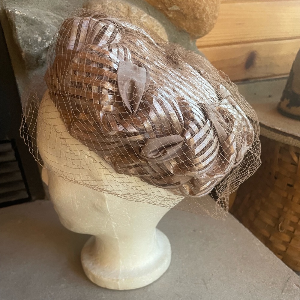 1950s Pillbox‎ Hat Covered with Netting